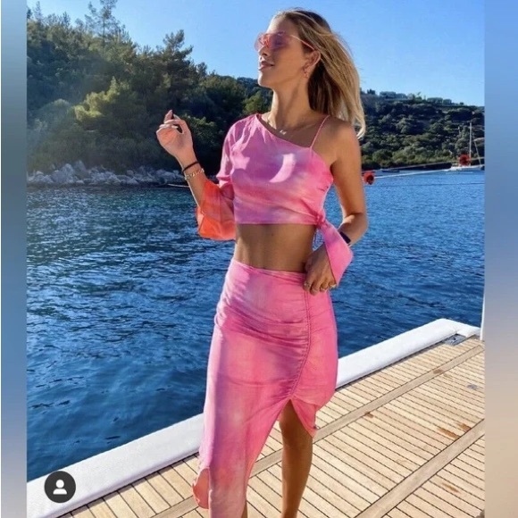 NWT Zara Pink midi Skirt M - Picture 6 of 7